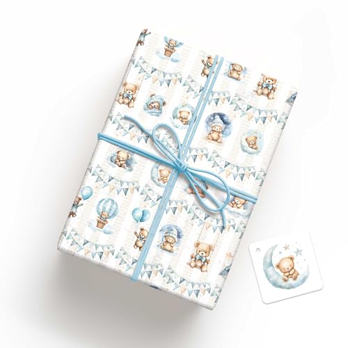 LINA OFFICINE GRAFICHE CREATIVE BLUE BEAR GESCHENKPAPIER UND WATCHKARTE, 2 STÜCK JEDER ART von LINA OFFICINE GRAFICHE CREATIVE