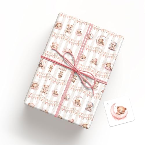 LINA OFFICINE GRAFICHE KREATIVES GESCHENKPAPIER ROSA BÄR UND VERPACKUNGSKARTE 2 STÜCK JEDER ART von LINA OFFICINE GRAFICHE CREATIVE