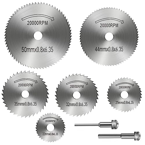 Set 8 Stück kleine Kreissäge Stahlklingen,Sägeblatt Kreissägeblatt,Mini Kreissägeblatt,Holz Säge Feinbearbeitung,Multifunktionswerkzeuge, Hochgeschwindigkeitsstahlklingen für Rotationswerkzeug von LINAERSHAO