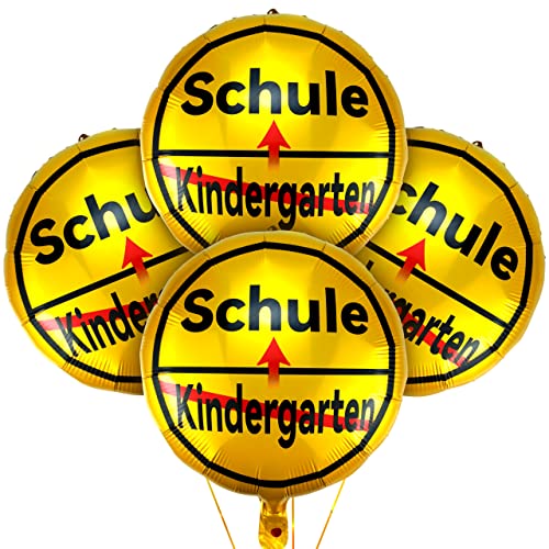 LINAYE Folienballon Einschulung Schulanfang Deko - 4 Stk Heliumballon Folien Luftballon Deko für Einschulung Schulanfang Schuleinführung Schulstart Ballon Deko Dekoration für Schulkind Jungen Mädchen von LINAYE