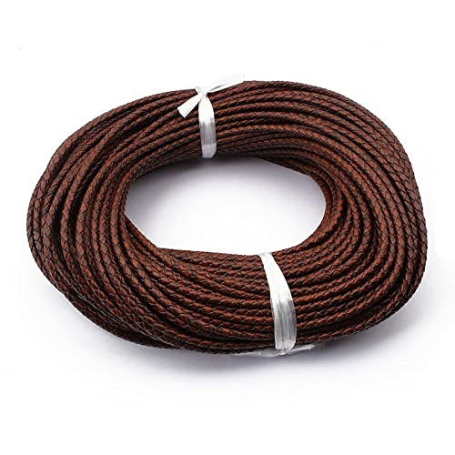 LINCD 1 Meter 3 mm 3,5 mm 5 mm Runde geflochtene Echtlederschnur Kaffee Lederschnüre Schnur Seil Armband Erkenntnisse DIY Schmuckherstellung von LINCD