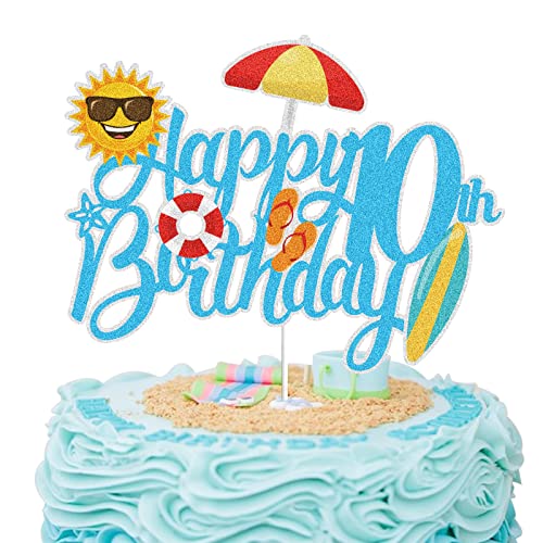 Sommer Strand Happy 8th Birthday Cake Topper Blue Glitter Summer Pool Swimming Surfen 8 Eight Years Old Party Decoration Summer Holiday Birthday Party Favor Supplies (10) von LINGBOOM