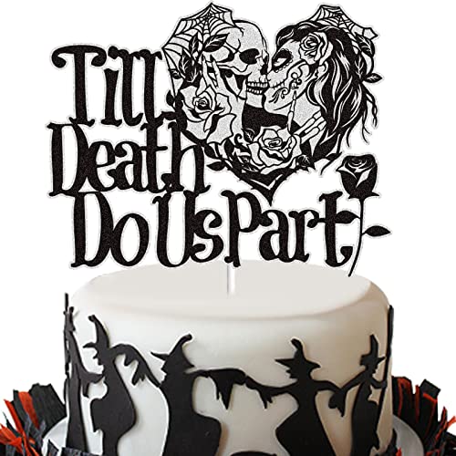 Till Death Do Us Part Kuchendekoration Mr and Mrs Schädel Hochzeit Halloween Kuchen Dekor Kuchen Dekoration Schwarz Silhouette Rose Thema Party Supplies von LINGBOOM