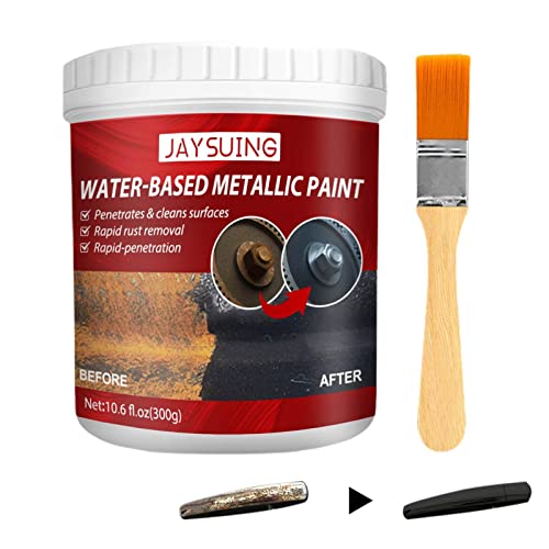 LINGJIONG 300g Metall Rostlöser Farbe | Rostumwandler Metallics-Lack Mit Bürste | Rostlöser Auf Wasserbasis | Rostschutz-Schutzbarriere Für Metall-Möbel-Mäher-LKW-Werkzeuge (300g) von LINGJIONG