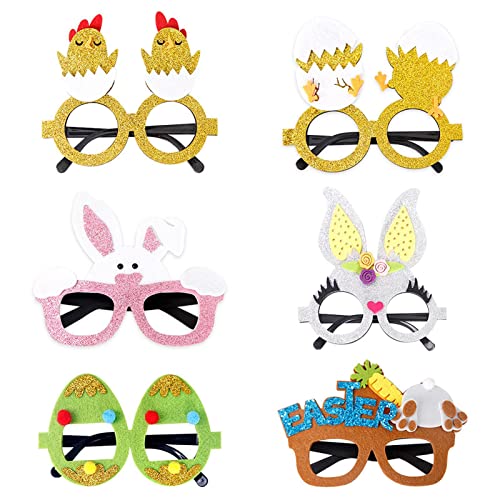 LINGJIONG 6 lustige Oster-Party-Brille für Kinder, Erwachsene, Ostern, Party-Brille für Ostern, Party, Gastgeschenk, Fotoautomaten-Requisiten, Osterparty, Kostümzubehör, Dekorationen von LINGJIONG