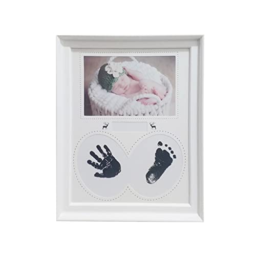 LINGJIONG Baby-Handabdruck-Set, Hand- und Fuß-Bilderrahmen für Neugeborene, Baby-Hand- und Fußabdruck-Set mit einem Holz-Bilderrahmen, Baby-Geschenke für neue Eltern, Großeltern, Babyparty von LINGJIONG