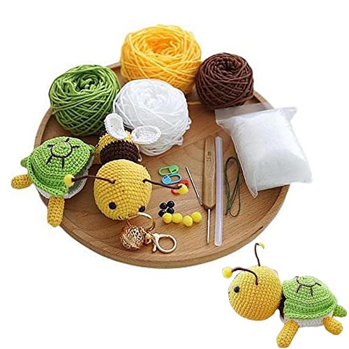 LINGJIONG Häkelset Für Anfänger, All-in- Häkeln Lernen Biene Und Schildkröte, DIY Arts & Crafts Garngeschenk Für Kinder Und Jugendliche, Jungen Und Mädchen, Set Enthält Garn, Haken, Nadelzubehör von LINGJIONG