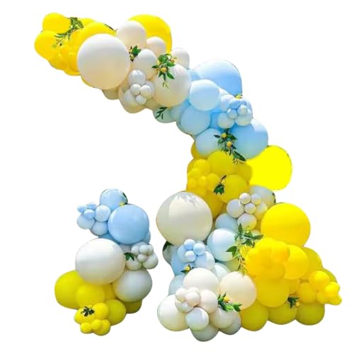 LINGLOUZAN Ballon-Auf-Girlanden-Set für die Babyparty - Doppelt GefüLlte Blaue, Gelbe und WeißE Luftballons von LINGLOUZAN