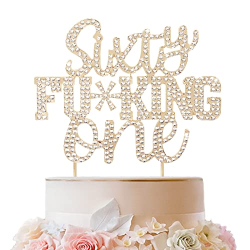 LINGTEER Sixty One lustiger goldener Strass-Kuchenaufsatz – Cheers to 61st Birthday 61 Years Old Anniversary Party Tortenaufsatz Dekoration Geschenk Schild LINGTEER Sixty One lustiger goldener Strass-Kuchenaufsatz – Cheers to 61st Birthday 61 Years Old Anniversary Party Tortenaufsatz Dekoration Geschenk Schild von LINGTEER