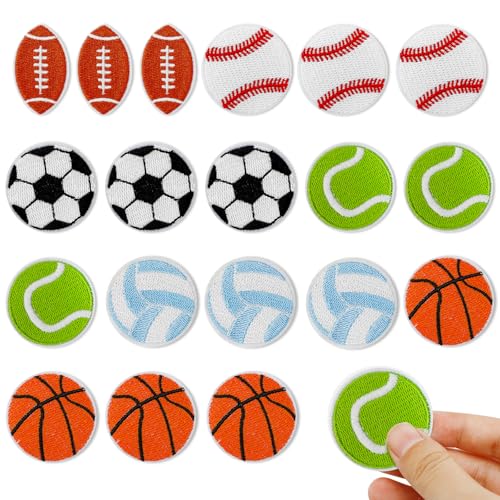 18 Stück Flicken zum Aufbügeln aus Chenille, für Basketball, Baseball, Volleyball, Rugby, Tennis, Reparaturflicken zum Aufnähen, bestickte Applikation, DIY-Zubehör für Rucksack, Kleidung, Hosen, Hüte, von LINKIM BOLLY