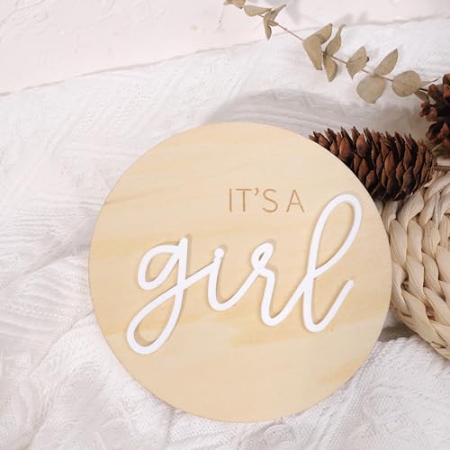 Holzschild mit Aufschrift "It's a Girl", Boho-Dekoration, Acryl, für Jungen oder Mädchen, Schwangerschaftsankündigung, Fotografie-Requisite, Babyparty-Geschenk, Geschenk für neue Mutter (It's a Girl), von LINLULU