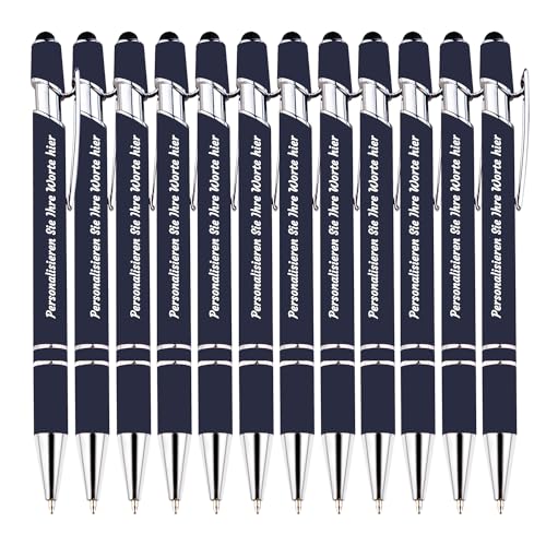 LINMQIU Bis zu 300 Kugelschreiber, personalisierter 2-in-1-Touch-Kugelschreiber mit Namen oder Nachricht für Jubiläum, Abschlussfeier, Hochzeit, 0,5 mm individueller Druckkugelschreiber - 12Stk von LINMQIU
