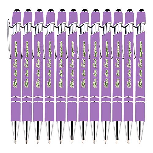LINMQIU Individueller Text-Kugelschreiber, personalisierte Stifte mit Geburtstags- oder Abschluss Wünschen, violetter Kugelschreiber, schwarze Tinte, sanftes Schreiben, Soft Touch, 12 STK von LINMQIU