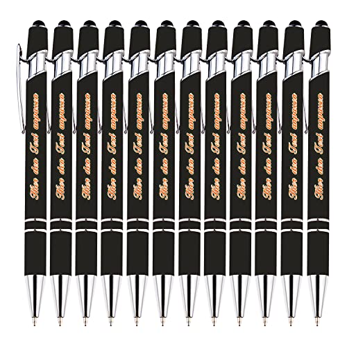 LINMQIU Personalisierte mehrfarbige Kugelschreiber, individueller Kugelschreiber mit Ihrem Namen oder Text, schwarzer Tintenstift für Büropersonal, Schulkinder, Stift mit großer Kapazität, 12 STK von LINMQIU