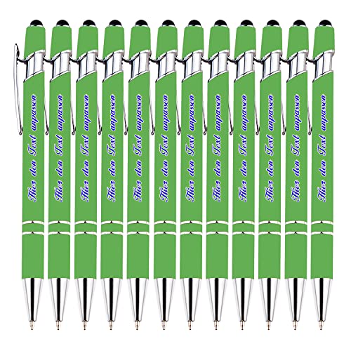 LINMQIU Personalisierter Kugelschreiber mit Nachricht, grüner Kugelschreiber, individueller Kugelschreiber mit Namen für Mitarbeiteranerkennung, Abschlussfeiern, 0,5-mm-Kugelschreiber, 12 STK von LINMQIU