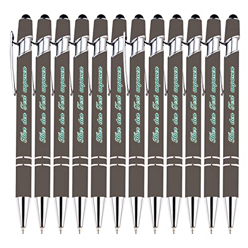 LINMQIU Personalisierter Kugelschreiber mit schwarzer Tinte, individueller Kugelschreiber mit Geschäftswerbung, Telefonnummer, kapazitiver Stift für Berührungen, Stift mit mittlerer Spitze, 12 STK von LINMQIU