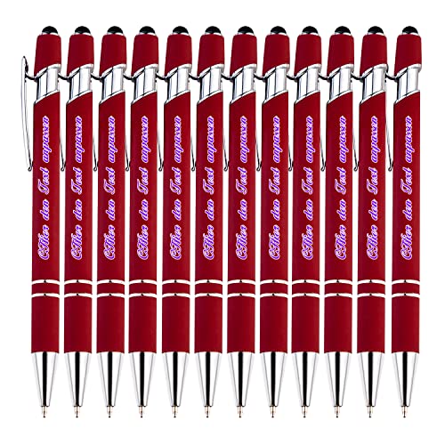 LINMQIU Personalisierter Touch-Kugelschreiber, personalisierte Kugelschreiber mit Geschäftswerbung, Telefonnummer, roter Kugelschreiber, schwarzer Tintenstift, Stift mit mittlerer Spitze, 12 STK von LINMQIU