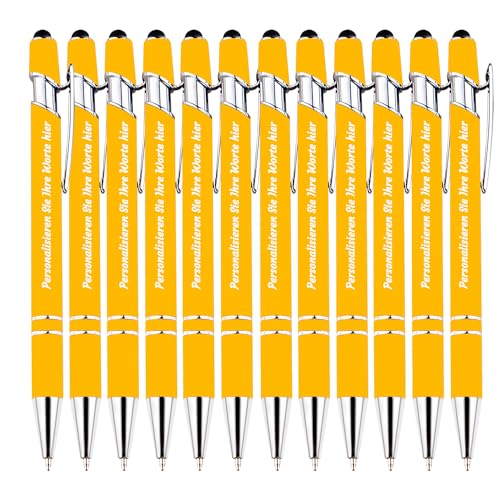 Personalisierter Kugelschreiber mit individuellem Firmennamen, kapazitiver 2-in-1-Eingabestift und Kugelschreiber, kompatibel mit den meisten Touchscreen-Geräten, schwarze Tinte - 12Stk von LINMQIU