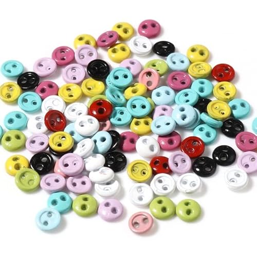 50 Stück 2 Löcher 3 mm 4 mm Mini-Knöpfe für DIY-Puppenkleidung, rund, Bonbonfarbe, Kartenherstellung, Scrapbooking-Knöpfe, Nähzubehör von LINOC