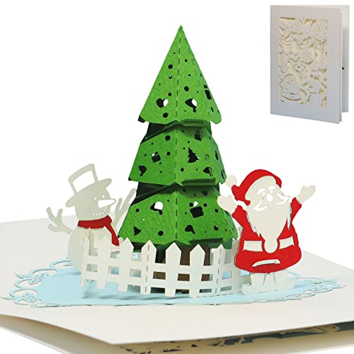 LINPOPUP®, LIN POP UP Karten Weihnachtskarten, 3D Grußkarten Weihnacht, 3D Karten Weihnacht, Klappkarten Weihnacht, Tannenbaum, Schneemann, N701 von LINPOPUP