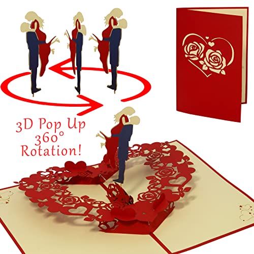 LINPOPUP, Pop Up Karte Hochzeit, Hochzeitskarte, Hochzeitsgeschenke für Brautpaar, Hochzeitseinladung, Glückwunschkarte Klappkarte Hochzeit 3D, Tanzendes Brautpaar, N34 von LINPOPUP