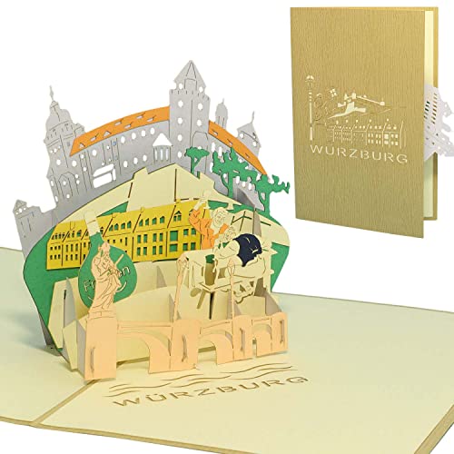 LINPOPUP® Pop-Up Karte Stadt Würzburg - Urlaub - Reise - Gutschein, 3D Karte Klappkarte Architektur, Geschenkgutschein - Städtetrip - Geburtstag - Stadt- Karten Deutschland, N351 von LINPOPUP