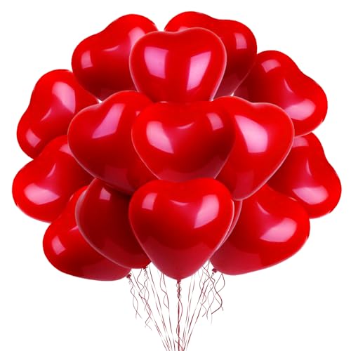 LINSOCLE Herzluftballons Rot, Rote luftballons 100 stück, Rote luftballons helium Geeignet, Herzballons Rot 10inch, latex Herz Luftballon Rot für Hochzeit Geburtstag Valentinstag von LINSOCLE