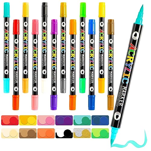 LINXIU Acrylstifte Marker Stifte für Steine Wasserfest 24 Farben Permanent Marker Stift Paint Marker Stifte Steine Bemalen Set für Holz Leinwand von LINXIU