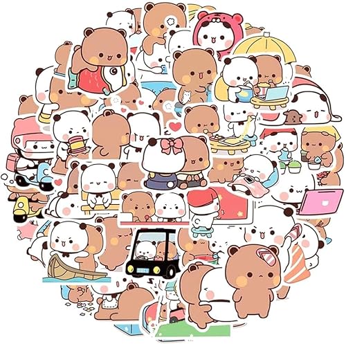 100 Stück Bubu Dudu Sticker Set, Bubu Dudu Aufkleber Anime Sticker Pandabär Aufkleber PVC Sticker, Aufkleber Tiere Kinder Sticker Set Lustig Süße Sticker für Gitarre Skateboard Tagebücher von LINYIJOY