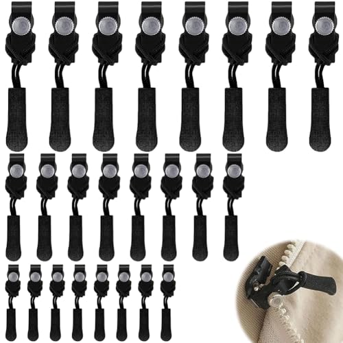 24 Stück Reissverschluss Zipper, 3 Größen Reißverschluss Reparatur Set Fix Reissverschluss Zipper, Reisverschluss Fix Kit Reißverschluss Ersatz Zipper für Jacken, Koffer, Ruckäcke(Schwarz) von LINYIJOY