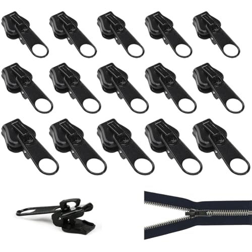 24 Stück Reissverschluss Zipper, 3 Größen Reißverschluss Reparatur Set Fix Reissverschluss Zipper, Reisverschluss Fix Kit Reißverschluss Ersatz Zipper für Jacken, Koffer, Ruckäcke(Schwarz) von LINYIJOY