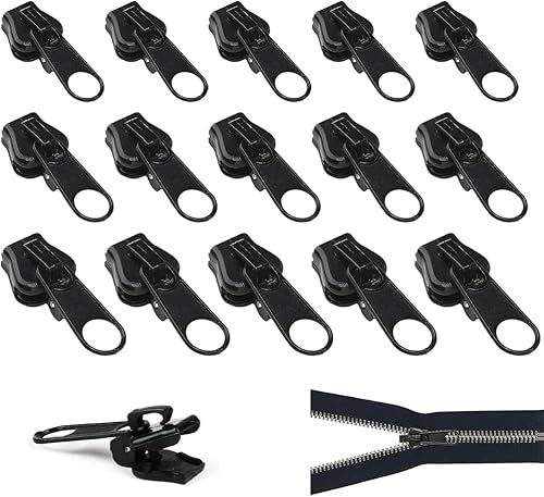 24 Stück Reissverschluss Zipper, 3 Größen Reißverschluss Reparatur Set Fix Reissverschluss Zipper, Reisverschluss Fix Kit Reißverschluss Ersatz Zipper für Jacken, Koffer, Ruckäcke(Schwarz) von LINYIJOY