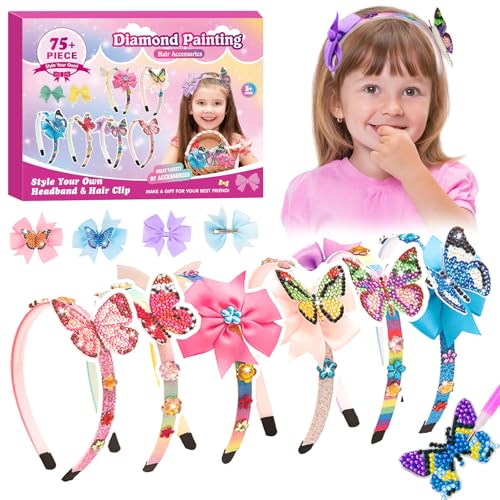 LITEYPP Haarschmuck Mädchen, Basteln Mädchen 8 Jahre, Diamond Painting Kinder Mode Mädchen Haar Accessoires Making Kit, Kinder DIY Haarschmuck Herstellung Geschenke für Mädchen 6-12 Jahre von LITEYPP