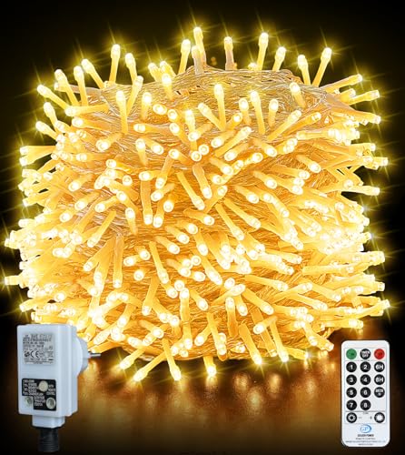 LITOHOM Lichterkette außen 50M 500 LED, Weihnachtsbeleuchtung innen mit stecker, Fernbedienung und Timer, 8 Modi IP44 wasserdicht Weihnachtsbaum Lichterkette Strom für Haus Garten Hochzeit Party Deko von LITOHOM