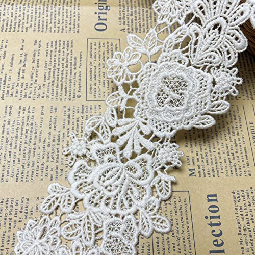 9 CM Breite Europa Dazzle muster Inelastische Stickerei Spitzenbesatz, Vorhang Tischdecke Slipcover Braut Selbermachen-Kleidung/Zubehör (1,8 Meter in einem Paket) (Elfenbein) von LITTLE LANE LACE