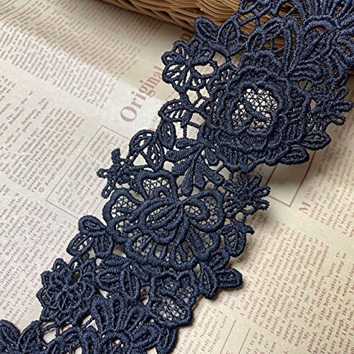 9 CM Breite Europa Dazzle muster Inelastische Stickerei Spitzenbesatz, Vorhang Tischdecke Slipcover Braut Selbermachen-Kleidung/Zubehör (1,8 Meter in einem Paket) (schwarz) von LITTLE LANE LACE