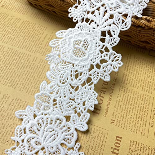 9 CM Breite Europa Dazzle muster Inelastische Stickerei Spitzenbesatz, Vorhang Tischdecke Slipcover Braut Selbermachen-Kleidung/Zubehör (1,8 Meter in einem Paket) (weiß) von LITTLE LANE LACE