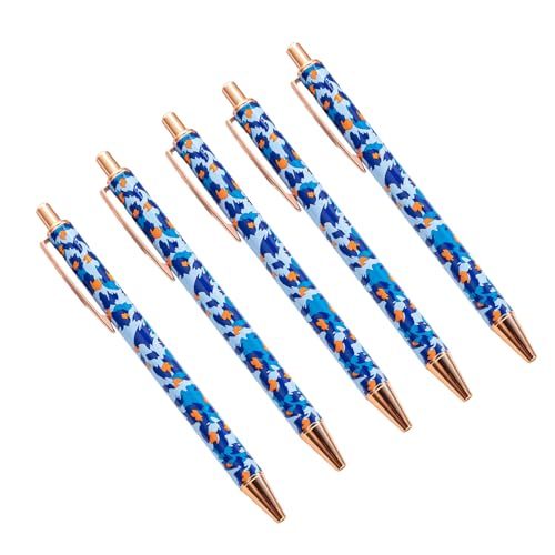 5 x Kugelschreiber mit Leopardenmuster, einziehbar, für Büro, Geschäft, Signierstift mit Stift-Clip von LIUANDS