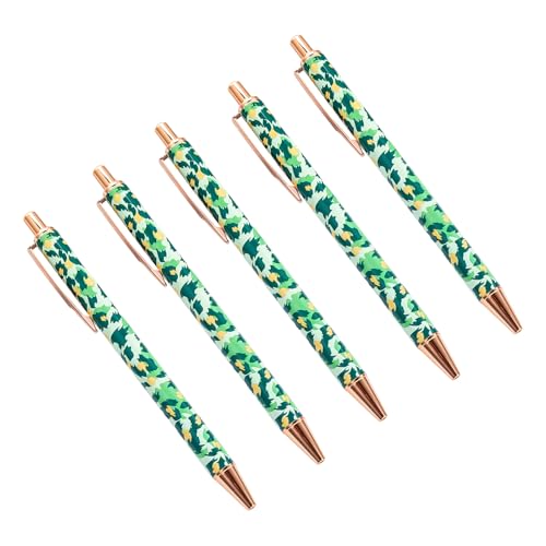 5 x Kugelschreiber mit Leopardenmuster, einziehbar, für Büro, Geschäft, Signierstift mit Stift-Clip von LIUANDS