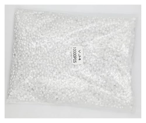 LIUCH 1,5 mm ~ 14 mm, alle Größen, 24 Farben, reines Weiß, flache Rückseite, runde ABS-Halbperlen, Kunstkunststoff-Halbperlen(Pure White,4mm 10000pcs) von LIUCH