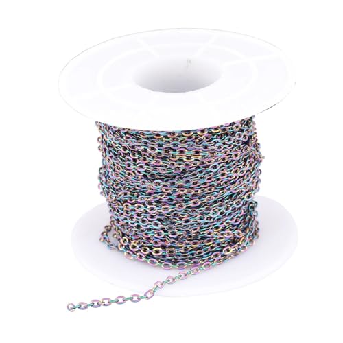 LIUCH 10 Meter/Rolle Edelstahl Regenbogen Farbe 2x2,5mm Link Kette for Schmuck Machen Lieferungen DIY Anhänger Halskette Zubehör von LIUCH