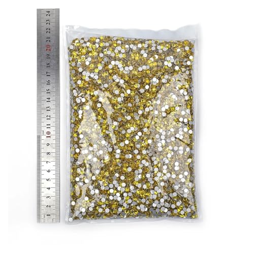 LIUCH 14400 Stück 100 Bruttogroßpackung Flatback Crystal AB Non Hotfix Strasssteine ​​Glitzerkristall SS3-SS20 for Nail Art Hochzeit(Citrine,SS8-14400pcs) von LIUCH