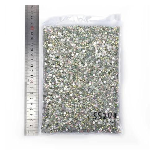 LIUCH 14400 Stück 100 Bruttogroßpackung Flatback Crystal AB Non Hotfix Strasssteine ​​Glitzerkristall SS3-SS20 for Nail Art Hochzeit(Crystal AB,SS12-14400pcs) von LIUCH