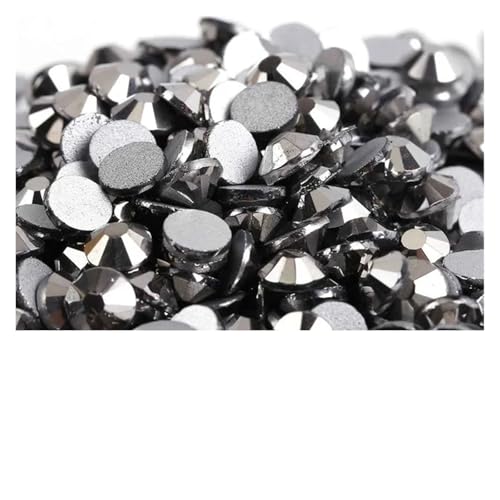 LIUCH 14400 Stück 100 Bruttogroßpackung Flatback Crystal AB Non Hotfix Strasssteine ​​Glitzerkristall SS3-SS20 for Nail Art Hochzeit(Jet Hematite,SS10-14400pcs) von LIUCH