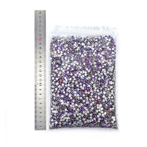 LIUCH 14400 Stück lila Samt Glitzer Kristall nicht Hot Fix Strass Glas Strass Flatback for DIY Nägel Dekorationen(SS12-14400Pcs) von LIUCH