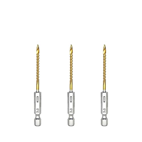 LIUCH 3/6 Stücke HSS Sechskantschaft Spiralbohrer Gezahnt Einstechen Gewindebohrer Spiralsäge Holz Metall Kunststoff Lochsäge Titan Bohrer(3pcs 3mm) von LIUCH