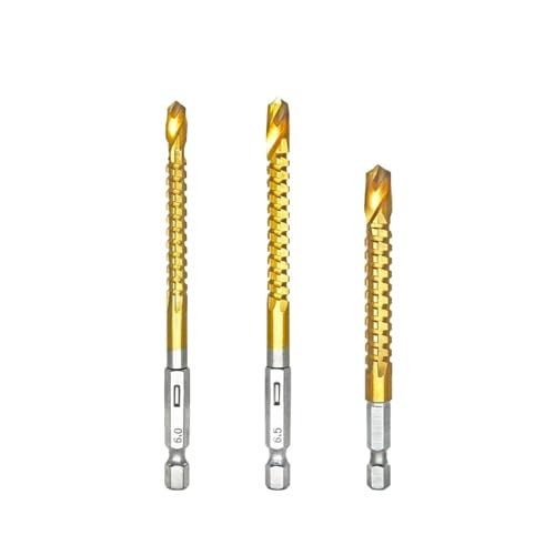 LIUCH 3/6 Stücke HSS Sechskantschaft Spiralbohrer Gezahnt Einstechen Gewindebohrer Spiralsäge Holz Metall Kunststoff Lochsäge Titan Bohrer(3pcs 6-8mm) von LIUCH