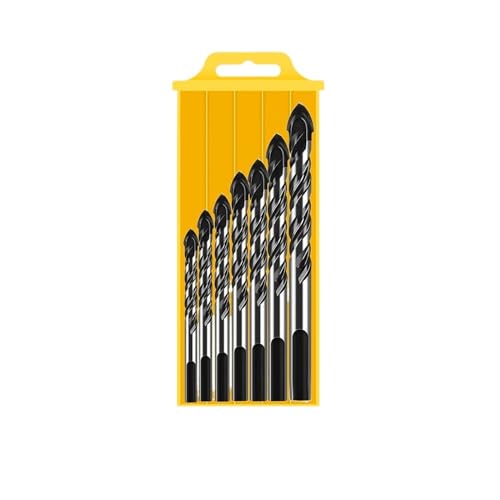 LIUCH 3–12 mm multifunktionaler Glasbohrer, Dreieck-Diamantbohrer-Set, Keramikfliesen, Beton, Ziegel, Holz, Lochsäge, Metallbohrer(7 PCS Set Black) von LIUCH