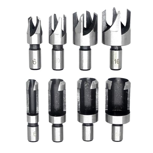 LIUCH Gerade und konische Holz Plug Loch Cutter Plug Schneiden Bohrer Nehmen Stahl Messer Log Zapfen Kork Holzbearbeitung Bohren Werkzeuge(8PC 6 10 13 16mm A B) von LIUCH