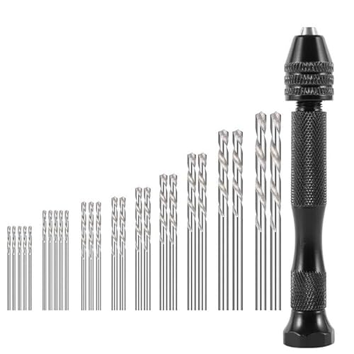 LIUCH Micro-Aluminium-Handbohrmaschine mit Schnellspannbohrfutter HSS-Stahlspiralbohrer Holzbearbeitung Bohren Drehwerkzeuge Handbohrmaschine Handbuch(Kit 4 (0.5mm-3.0mm)) von LIUCH